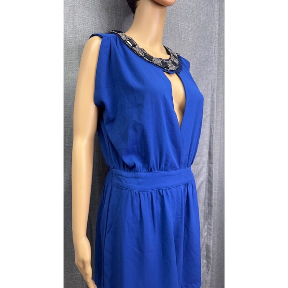 Fine Illusion Elegant Romper Women's Size Small Beaded Halter Neck  Blue - Picture 3 of 8
